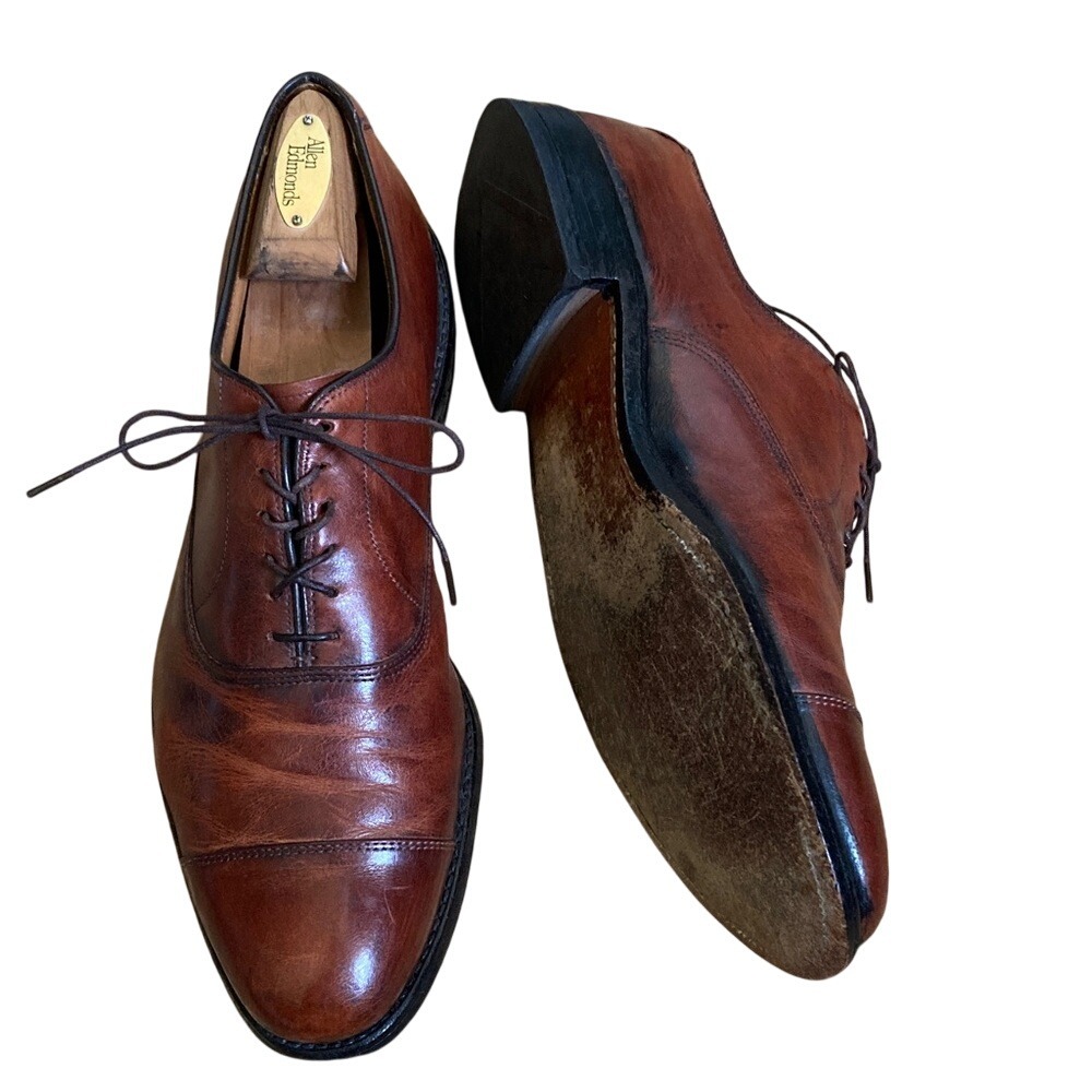 Allen‎ Edmunds Mens Brown Park Avenue Oxford Shoe Size 11C Cap Toe Lace Up